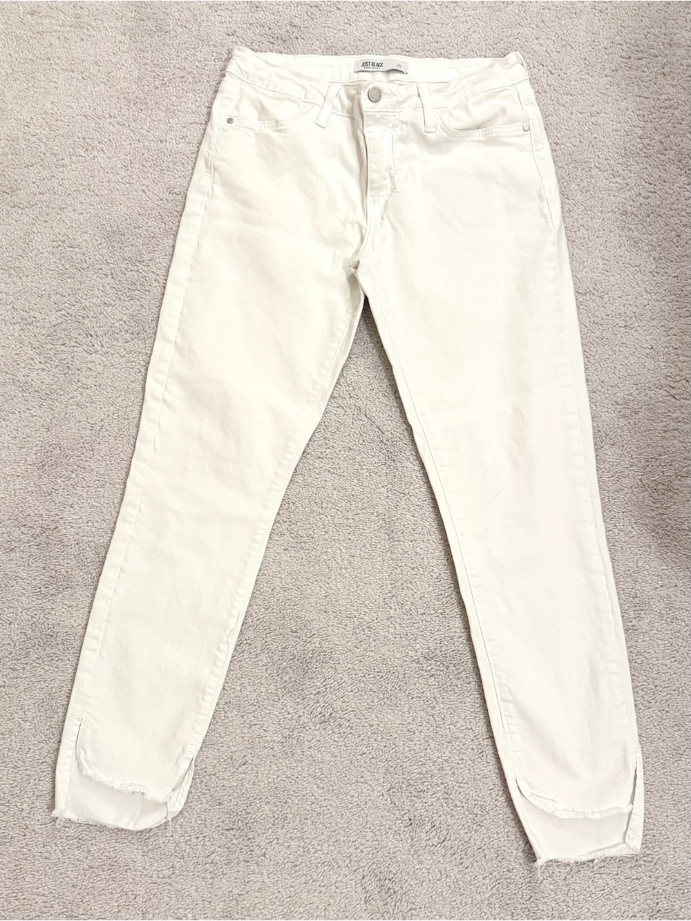 Just Black White Skinny Jeans - Size 28 - Distressed Cuffs